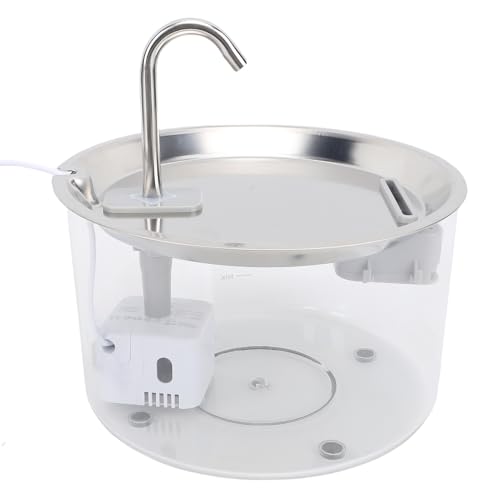 Edelstahl-Katzenwasserbrunnen, 2.5L Katzenbrunnen zum Trinken, automatischer Kleintier-Wasserspender mit Ersatzfiltern, automatisches Kitty Watering Supplies (Transparent) von Fockety