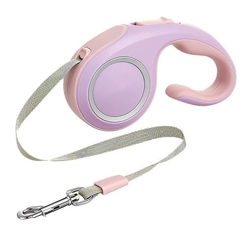 Einziehbare Haustierleine, Automatische Haustierleine, Fluoreszierend, Einfach zu Tragen, EIN-Knopf-Verschluss für Mittelgroße Hunde (Pink Lila 3 Meter / 9,8 Fuß) von Fockety