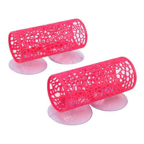 Fockety Betta Tunnel, Hohle Hängematte Aquarium Dekor mit Saugnapf, für Bettas und Kleine Garnelen Zum Verstecken von Entspannen und Spielen, Einfache Reinigung und Neu Position Ierung (PINK) von Fockety