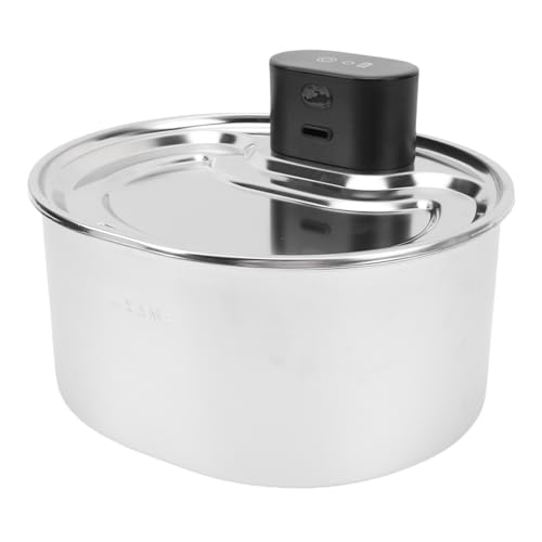 Fockety Edelstahl -Katzenwasserbrunnen, 3,2 L Automatischer Haustierwasserspender mit Intelligentem Sensor und Wiederaufladbarem Design, Sicherer Wasserstromtrennung für Katzen und Hunde von Fockety