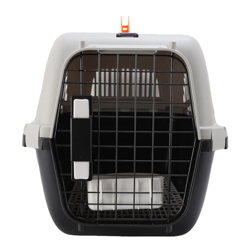 Fockety Haustiertransportbox, leichte Reisehundebox aus Kunststoff, reichlich Platz, hervorragende Belüftung, Katzentransportbox mit Wasserbehälter für kleine Hunde (Black) von Fockety
