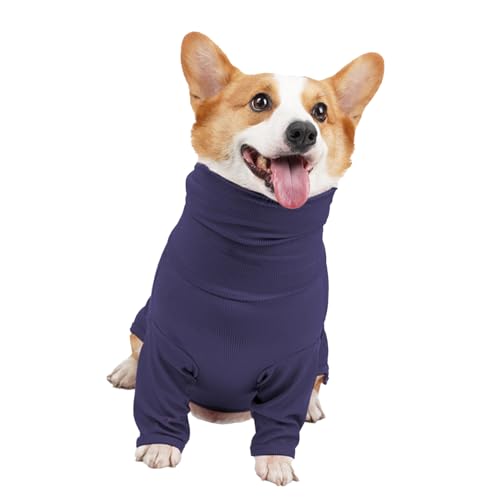 Fockety Hunde-T-Shirt, Hunde-Pyjama, Polyester, Atmungsaktiv, Dunkelblau, für den Innenbereich Im Sommer (XS) von Fockety