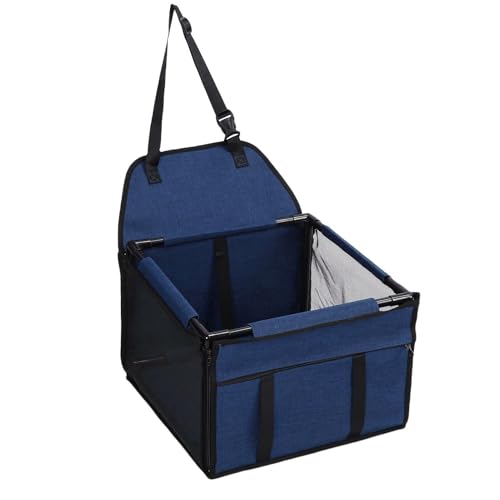 Fockety Hundeautossitz für Kleine Mittelgroße Haustiere, Wasserdicht Tragbarer Faltbarer Haustierautossitz mit Sicherheitsgürtel, Atmungsaktive Hundeverstärkersitze (39x39x27cm) (Dunkelblau) von Fockety