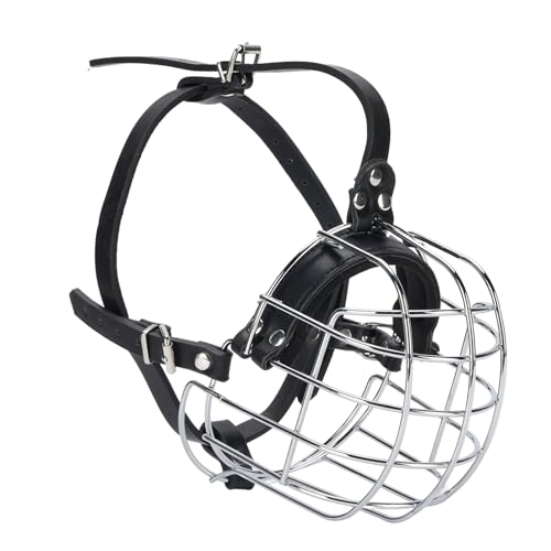 Fockety Hundelemens, Verstellbare Lederbänder Sichere Drahtmaske Zum Beißen Beim Kauen Bellen, Langlebiger Metalldrahtkorb Mündungsabdeckung für Mittelgroße Haustiere Mittelgroße Fockety Hundelemens, Verstellbare Lederbänder Sichere Drahtmaske Zum Beißen Beim Kauen Bellen, Langlebiger Metalldrahtkorb Mündungsabdeckung für Mittelgroße Haustiere Mittelgroße von Fockety