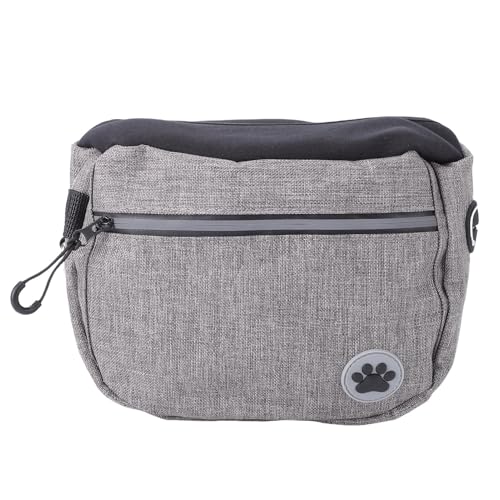 Fockety Hundevergnügen Beutel, Automatischer Elastizitätsverschluss Verhindern Verschüttungen Tragbarer Haustier Trainingsbeutel mit Abnehmbarem Innenbeutel Dual Layer Design für Gehende (Gray) von Fockety