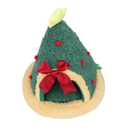 Fockety Katzenbetten für Wohnungskatzen, weiche Plüsch-Sherpa-Fleece-Weihnachtsbaum-Katzenhöhle für Haustier-Katzenhaus mit Kissen, warme, Bequeme Weihnachts-Katzenhöhle von Fockety