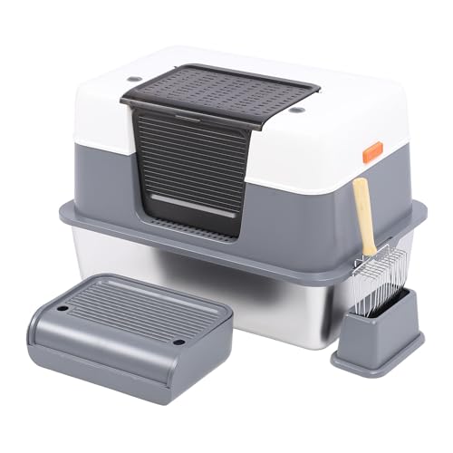 Fockety Katzenklo aus Edelstahl, geschlossene Metall-Katzentoilette, nimmt Keine Gerüche auf, spritzfest, leicht zu reinigen, großes Katzenklo mit hohem Rand und Schaufel Fockety Katzenklo aus Edelstahl, geschlossene Metall-Katzentoilette, nimmt Keine Gerüche auf, spritzfest, leicht zu reinigen, großes Katzenklo mit hohem Rand und Schaufel von Fockety