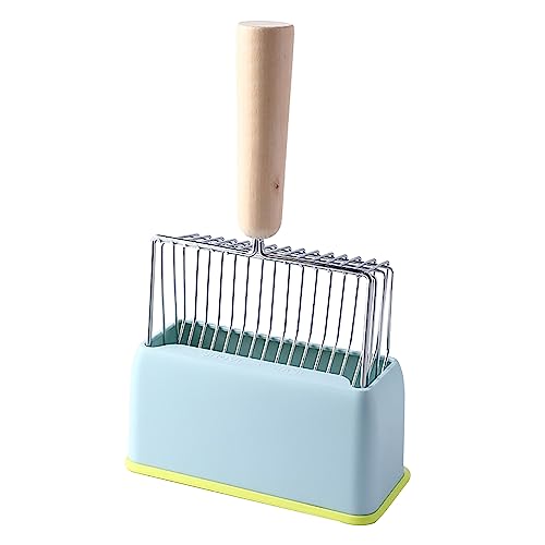 Fockety Katzenstreu -Schaufel, Metallkacke -Schaufel mit Tiefen Schaufel und Langem Griff, Siebenkätzchen -Schachtelschaufel mit Holzgriff und ABS -Basis für eine Einfache Reinigung und (Blue) von Fockety
