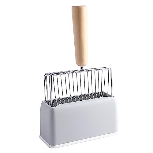 Fockety Katzenstreu -Schaufel, Metallkacke -Schaufel mit Tiefen Schaufel und Langem Griff, Siebenkätzchen -Schachtelschaufel mit Holzgriff und ABS -Basis für eine Einfache Reinigung und (Gray) von Fockety