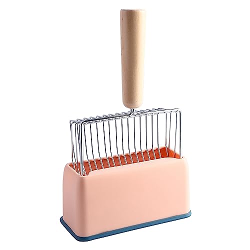 Fockety Katzenstreu -Schaufel, Metallkacke -Schaufel mit Tiefen Schaufel und Langem Griff, Siebenkätzchen -Schachtelschaufel mit Holzgriff und ABS -Basis für eine Einfache Reinigung und (Rosenate) von Fockety