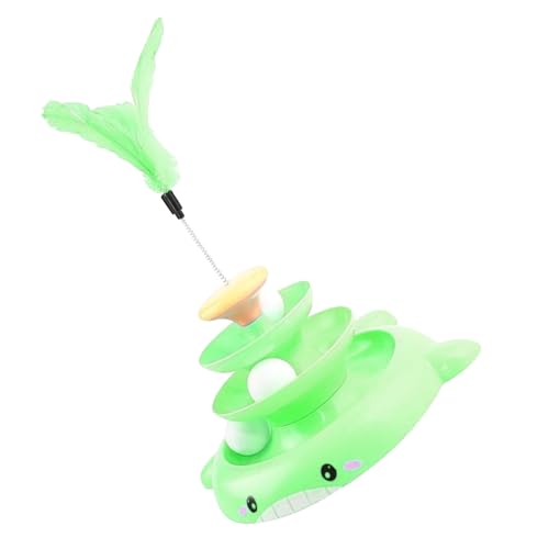 Fockety Kitten Tower Roller Toy, Katzendrehteller, Ballspielzeug, Interaktiv, 3 Ebenen, Automatisch, Tragbar, Lindert Langeweile, Kratzfest, mit 3 Bällen für Katzen (Green) von Fockety