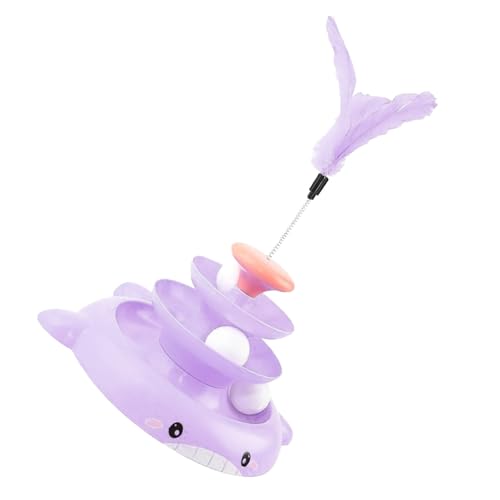 Fockety Kitten Tower Roller Toy, Katzendrehteller, Ballspielzeug, Interaktiv, 3 Ebenen, Automatisch, Tragbar, Lindert Langeweile, Kratzfest, mit 3 Bällen für Katzen (Purple) von Fockety