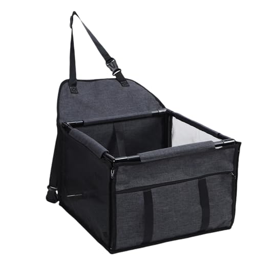 Fockety Kleiner Hundautositz, Tragbarer Faltbarer Hundewagen -Stubensitz mit Atmungsaktivem Netz, Stützpfeife, Anti -Kollaps für Kleine und Mittlere Haustiere, 39 X 39 X 27 cm (Schwarz grau) von Fockety