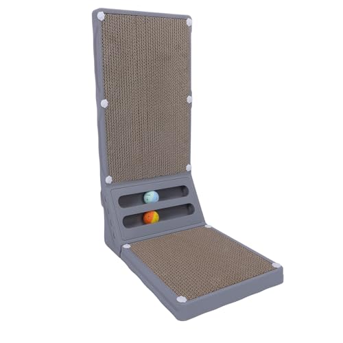 Fockety L Form Katzenkratzer, 23,6 Zoll Vertikales Katzenkratzer mit Ballspielzeug für Innenkatzen, Wandmontage, Schützen Möbelkatze Kratzpolster für Wand und Couch, Schützen (Gray) von Fockety