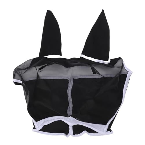 Fockety Pferdefliegermaske, Atmungsaktive Mesh -Gesichtsbedeckung mit Ohrenschutz für Pferde, Leichte Polyethylenfaser für Sommer -Reittraining Equestrian (L) von Fockety