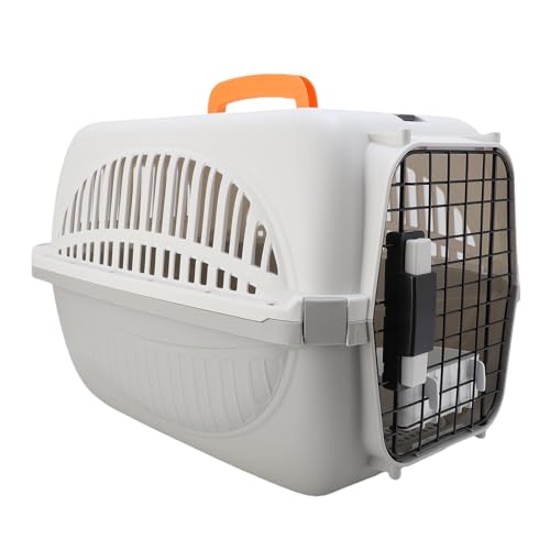 Fockety Plastik -Haustierträger, Plastikhund Transportbox Ausgezeichneter Lüftungsreisetreiber für Hunde und Katzen Länger Reisen (Gray) von Fockety