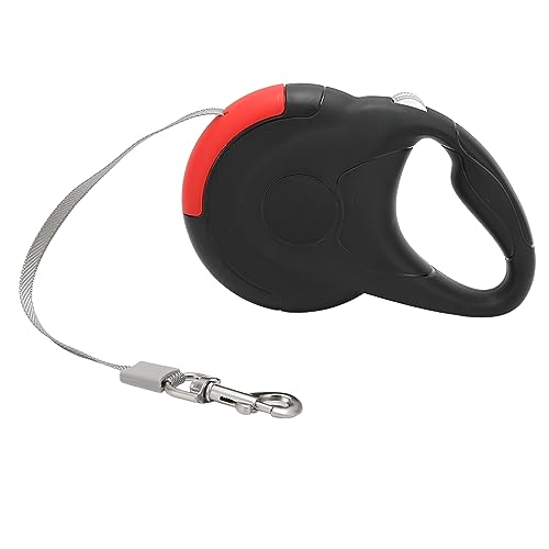 Robuste Ausziehbare Hundeleine mit Komfortablem, Rutschfestem Griff, Einfach zu Bedienen, kein Verheddern, Sicherheitsdesign, 3 M Seillänge, 60 Kg Zugkraft (Schwarz Rot) von Fockety