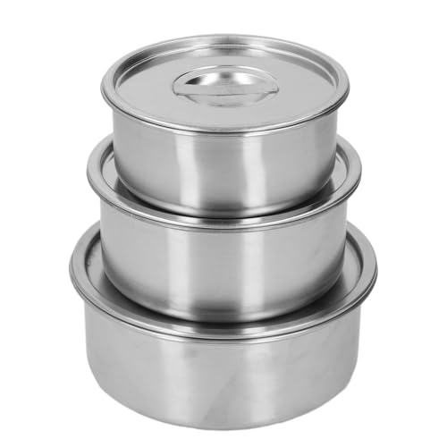 Fockety Rührschüssel Set aus Edelstahl, 3 teiliges Rührschüssel Set mit Deckel, Schüssel für Gedämpfte Eier Zur Lebensmittelzubereitung, Aufbewahrung und Zum Servieren, Zum Backen und Fockety Rührschüssel Set aus Edelstahl, 3 teiliges Rührschüssel Set mit Deckel, Schüssel für Gedämpfte Eier Zur Lebensmittelzubereitung, Aufbewahrung und Zum Servieren, Zum Backen und von Fockety