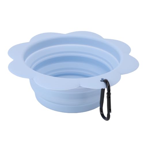 Fockety Zusammenklappbare Haustierschale, Tragbare Faltbare Reisetuhwasser -Wasser -Fütterungsschale mit Karabiner, für Wanderwanderungs -Camping -Katzen Hunde Im Freien (Blue) von Fockety