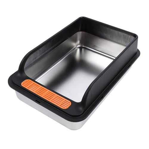 Fockety Geschlossene Katzentoilette aus Edelstahl, 19,7 X 13,8 X 7,9 Zoll, Großes Fassungsvermögen, Nicht Klebrig, Auslaufsicher, Hohe Seiten, Metalltoilette, Leicht zu Reinigende (Groß) von Fockety