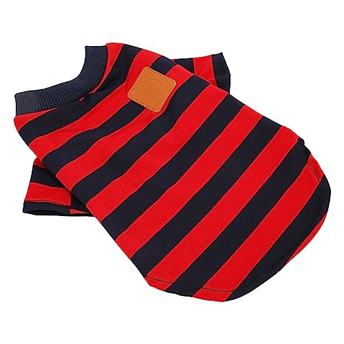 Gestreifter Hundepullover in Rot und Blau, Einfach an- und Auszuziehendes Hunde-T-Shirt mit Zwei Beinen Außen (S) von Fockety