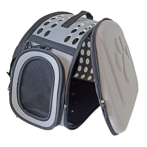 Haustier-Reisetasche, Faltbar, Doppelter Verwendungszweck, Stoßfest, Stoßfeste Katzentasche mit Schultergurt für das Auto (Kein Muster Grau) von Fockety