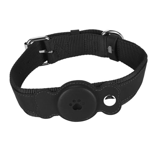 Hundehalsband, Bequem, Wasserdicht, Leder-Haustierhalsband, Stilvoll für Katzen (Black) von Fockety