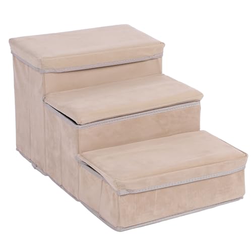 Hundetreppe, Faltbare 3-stufige Hundetreppenrampe mit Stauraum, rutschfeste Haustierstufen für Hochbettcouch, Verwendung für Kleine Hunde und Katzen, Hundestufen für Kleine Hunde Hundetreppe, Faltbare 3-stufige Hundetreppenrampe mit Stauraum, rutschfeste Haustierstufen für Hochbettcouch, Verwendung für Kleine Hunde und Katzen, Hundestufen für Kleine Hunde von Fockety