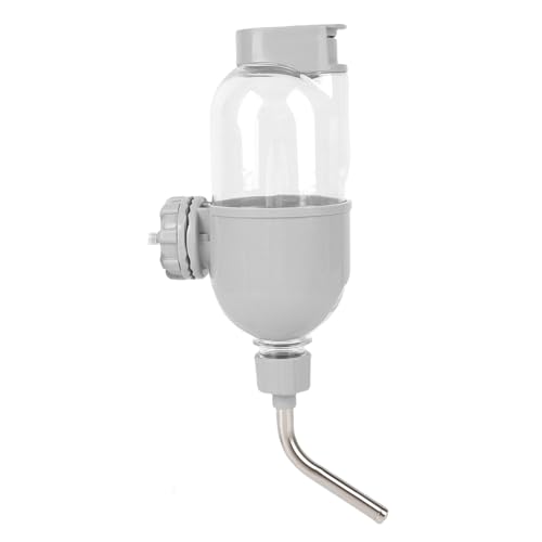 Hundewasserspender für Käfig, 500 Ml kein Tropfhund Hündchen Wasserflaschenspender für Kiste, Zwinger Plastiktrinker Kessel -Feeder für Welpen, Katze, Kleine Tiere (Gray) von Fockety