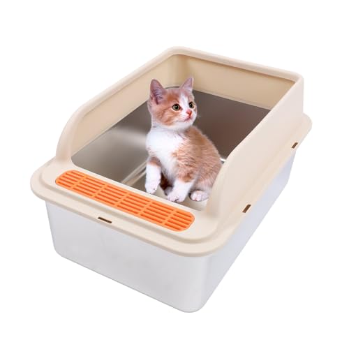Kätzchentoilette, Extra Große Katzentoilette aus Edelstahl, Einfacher Einstieg, Geruchsneutral, Leicht zu Reinigen, Auslaufsicher, Offene Katzentoilette für Mehrere Katzen, 60 Kätzchentoilette, Extra Große Katzentoilette aus Edelstahl, Einfacher Einstieg, Geruchsneutral, Leicht zu Reinigen, Auslaufsicher, Offene Katzentoilette für Mehrere Katzen, 60 von Fockety