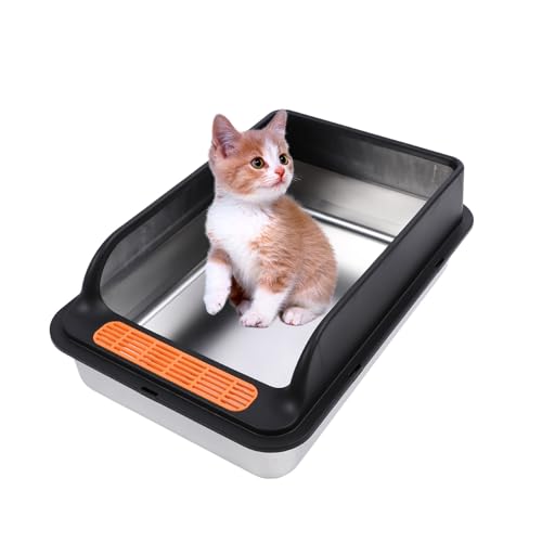 Kätzchentoilette, Extra Große Katzentoilette aus Edelstahl, Einfacher Einstieg, Geruchsneutral, Leicht zu Reinigen, Auslaufsicher, Offene Katzentoilette für Mehrere Katzen, 60 Kätzchentoilette, Extra Große Katzentoilette aus Edelstahl, Einfacher Einstieg, Geruchsneutral, Leicht zu Reinigen, Auslaufsicher, Offene Katzentoilette für Mehrere Katzen, 60 von Fockety