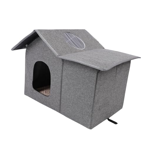 Katzenhaus, 50 cm, Weiche, Bequeme Katzenbetten für Hauskatzen, Faltbare Große Katzenhöhle für Haustiere, Niedliches Hundehaus, Zwingerbett, Katzenversteck, Extra Breiter (Grey) von Fockety