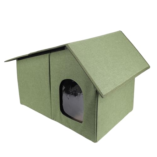 Katzenhaus, großer, Faltbarer, wasserdichter, privater Unterschlupf, einfacher, sicherer, wetterfester Außenbereich mit gemütlichem Kissen, für Haustiere, Hunde und Katzen (Green) von Fockety