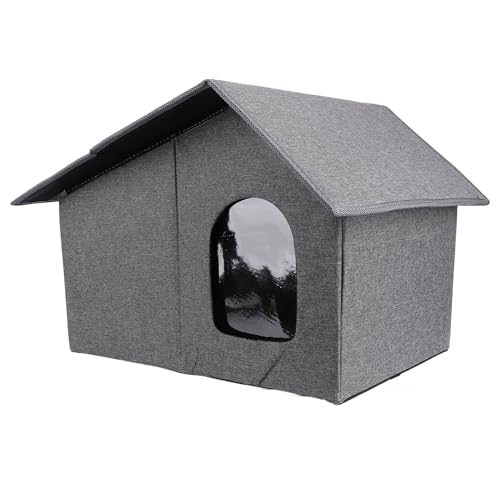 Katzenhaus, großer, Faltbarer, wasserdichter, privater Unterschlupf, einfacher, sicherer, wetterfester Außenbereich mit gemütlichem Kissen, für Haustiere, Hunde und Katzen (Grey) von Fockety