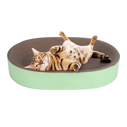 Katzenkratzbrett aus Pappe, 54,9 X 38,9 X 9,1 cm, Ovales Katzenkratzkissen, Gewelltes Katzenkratzbett für Katzen Im Innenbereich, Schleifkralle, Möbelschutz für Teppiche, Sofas Katzenkratzbrett aus Pappe, 54,9 X 38,9 X 9,1 cm, Ovales Katzenkratzkissen, Gewelltes Katzenkratzbett für Katzen Im Innenbereich, Schleifkralle, Möbelschutz für Teppiche, Sofas von Fockety