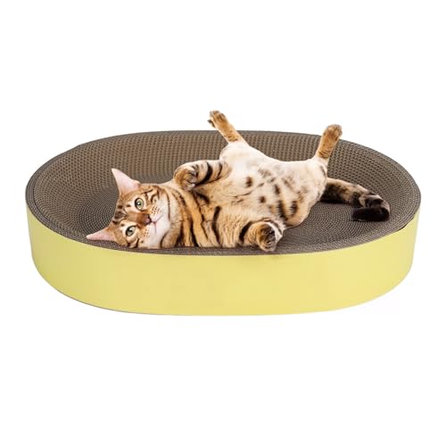 Katzenkratzbrett aus Pappe, 54,9 X 38,9 X 9,1 cm, Ovales Katzenkratzkissen, Gewelltes Katzenkratzbett für Katzen Im Innenbereich, Schleifkralle, Möbelschutz für Teppiche, Sofas Katzenkratzbrett aus Pappe, 54,9 X 38,9 X 9,1 cm, Ovales Katzenkratzkissen, Gewelltes Katzenkratzbett für Katzen Im Innenbereich, Schleifkralle, Möbelschutz für Teppiche, Sofas von Fockety