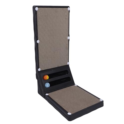 L Form Katzenkratzer, 23,6 Zoll Vertikales Katzenkratzer mit Ballspielzeug für Innenkatzen, Wandmontage, Schützen Möbelkatze Kratzpolster für Wand und Couch, Schützen (Black) von Fockety
