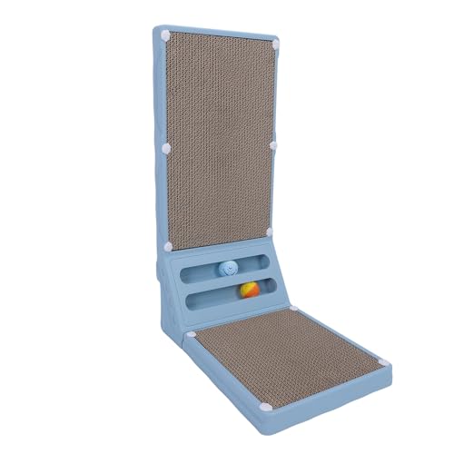 L Form Katzenkratzer, 23,6 Zoll Vertikales Katzenkratzer mit Ballspielzeug für Innenkatzen, Wandmontage, Schützen Möbelkatze Kratzpolster für Wand und Couch, Schützen (Blue) von Fockety