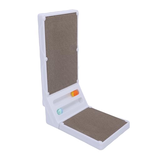L Form Katzenkratzer, 23,6 Zoll Vertikales Katzenkratzer mit Ballspielzeug für Innenkatzen, Wandmontage, Schützen Möbelkatze Kratzpolster für Wand und Couch, Schützen (White) von Fockety