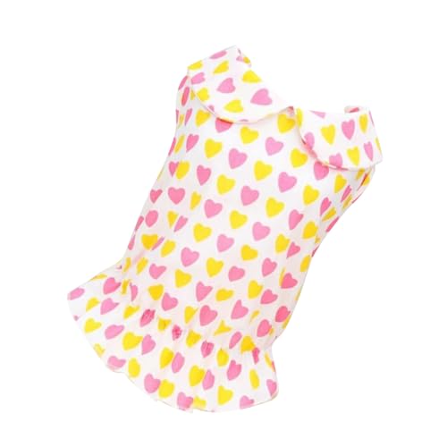 Fockety Puppenhalsband-Haustierkleid, Hautfreundliche Hundekleidung mit Herzmuster, süß und Stilvoll für Tägliche Ausflüge (Gelbes Herz S) von Fockety