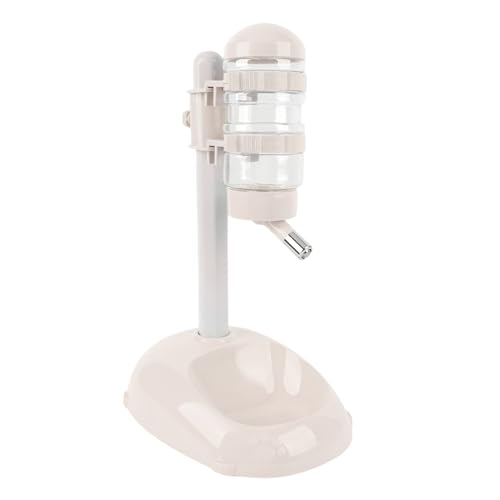 Stehender Wasserspendernapf für Haustiere, 500 ml Hundewasserflasche mit Ständer, Futternapf mit Abnehmbarer Stange, Hundefutterstation für Kleintiere, Welpen, Katzen (Beige) von Fockety