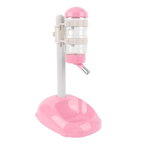Stehender Wasserspendernapf für Haustiere, 500 ml Hundewasserflasche mit Ständer, Futternapf mit Abnehmbarer Stange, Hundefutterstation für Kleintiere, Welpen, Katzen (PINK) von Fockety