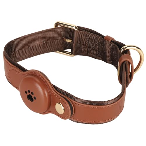 Stilvolles Hundehalsband, Leichtes, Verstellbares Halsband aus PU-Material und Stabilem Metalldesign für Reisen und Training (Brown) von Fockety