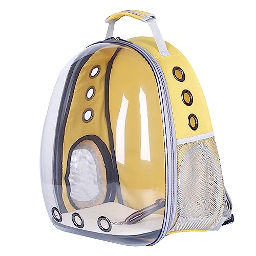 Tragetasche für Haustiere, Verstärkter Griff mit Großer Oberfläche, Transparentes Fenster, Katzentransporter, Zum Spazierengehen Konzipiert (Yellow) von Fockety