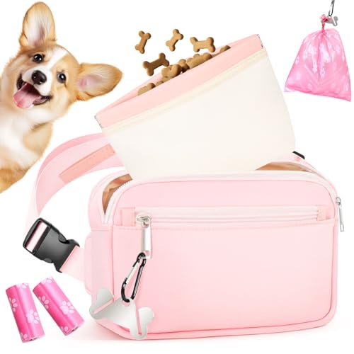 Focxoio Leckerlibeutel für Hunde, Gassi Tasche mit Separatem Snackpaket, Praktischer Leckerlibeutel für Hunde, Multifunktionaler Futtertasche Hundetraining mit Kotbeutelspender - Rosa Focxoio Leckerlibeutel für Hunde, Gassi Tasche mit Separatem Snackpaket, Praktischer Leckerlibeutel für Hunde, Multifunktionaler Futtertasche Hundetraining mit Kotbeutelspender - Rosa von Focxoio