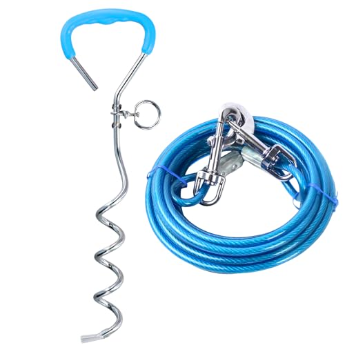 Fodlon 3 m Hundeleine mit Anker, Spiralpfahl, 6 mm Stahldrahtseil, PVC-beschichtet, für kleine, mittelgroße und große Hunde, bis zu 250 kg, grün Fodlon 3 m Hundeleine mit Anker, Spiralpfahl, 6 mm Stahldrahtseil, PVC-beschichtet, für kleine, mittelgroße und große Hunde, bis zu 250 kg, grün von Fodlon