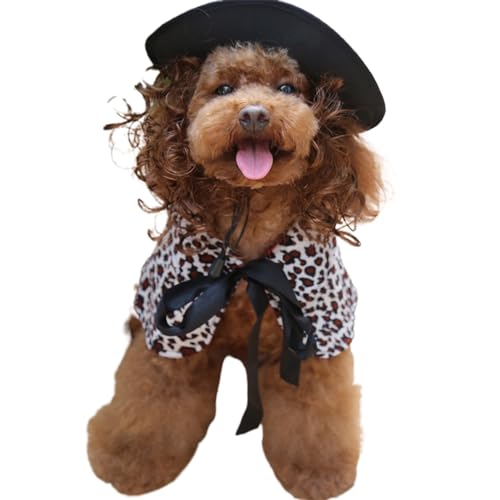 Fogcroll Entzückender Haustierumhang, lustige Outfits mit Fliege, verstellbarer Hut für Katzen und Hunde, perfekt für Halloween von Fogcroll