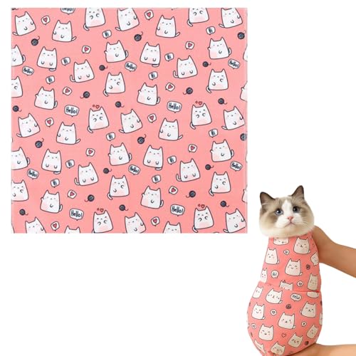 Fohuanky Selbstklebende Katzenpflege-Wickeldecke zum Nagelknipsen, kratzfeste Wickeldecke, beruhigende Katzenfessel, für stressfreie Fellpflege, Medikamente, Rosa, 70 x 70 cm von Fohuanky
