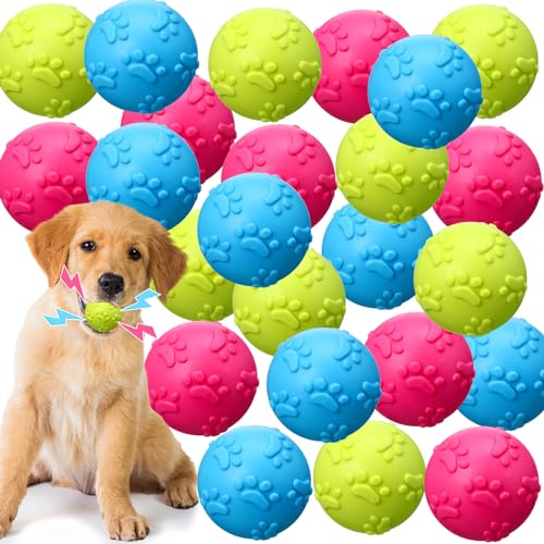Foilswirl 24 Stück Hundebälle, klein, 6,9 cm, quietschende Bälle, Hundespielzeug, Ball, interaktiver Kauball mit Hundepfotenmuster, für mittelgroße und kleine Rassen, Haustier-Apportiertraining, von Foilswirl