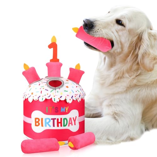 Foilswirl Hundespielzeug zum 1. Geburtstag, quietschendes Plüsch-Kauspielzeug für Geburtstagsparty, interaktives Welpen-Plüsch-Puzzle, Stressabbau für kleine, mittelgroße und große Hunde Foilswirl Hundespielzeug zum 1. Geburtstag, quietschendes Plüsch-Kauspielzeug für Geburtstagsparty, interaktives Welpen-Plüsch-Puzzle, Stressabbau für kleine, mittelgroße und große Hunde von Foilswirl